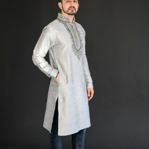 Embroidered Thread Work Sequinned Pure Cotton Kurta